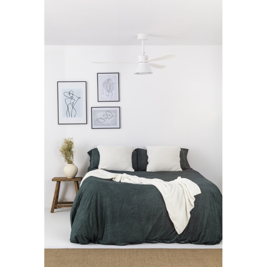 FARO 33760WT-22 - Dimmabilni stropni ventilator AMELIA L CONE LED/20W/230V 2700/3500/5000K bijela pr. 132 cm Wi-Fi Tuya + daljinski upravljač