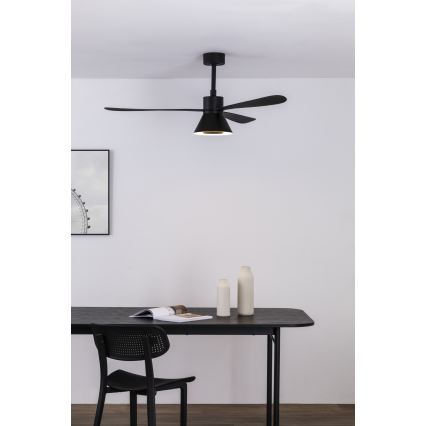 FARO 33761WT-23 - LED Dimeriziv вентилатор AMELIA L CONE LED/20W/230V 2700/3500/5000K crna pr. 132 cm Wi-Fi Tuya + daljinski upravljač