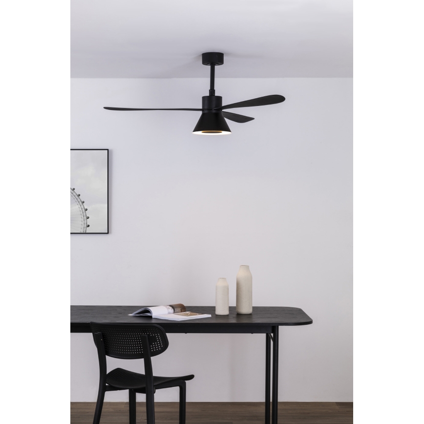 FARO 33761WT-23 - LED Dimeriziv вентилатор AMELIA L CONE LED/20W/230V 2700/3500/5000K crna pr. 132 cm Wi-Fi Tuya + daljinski upravljač