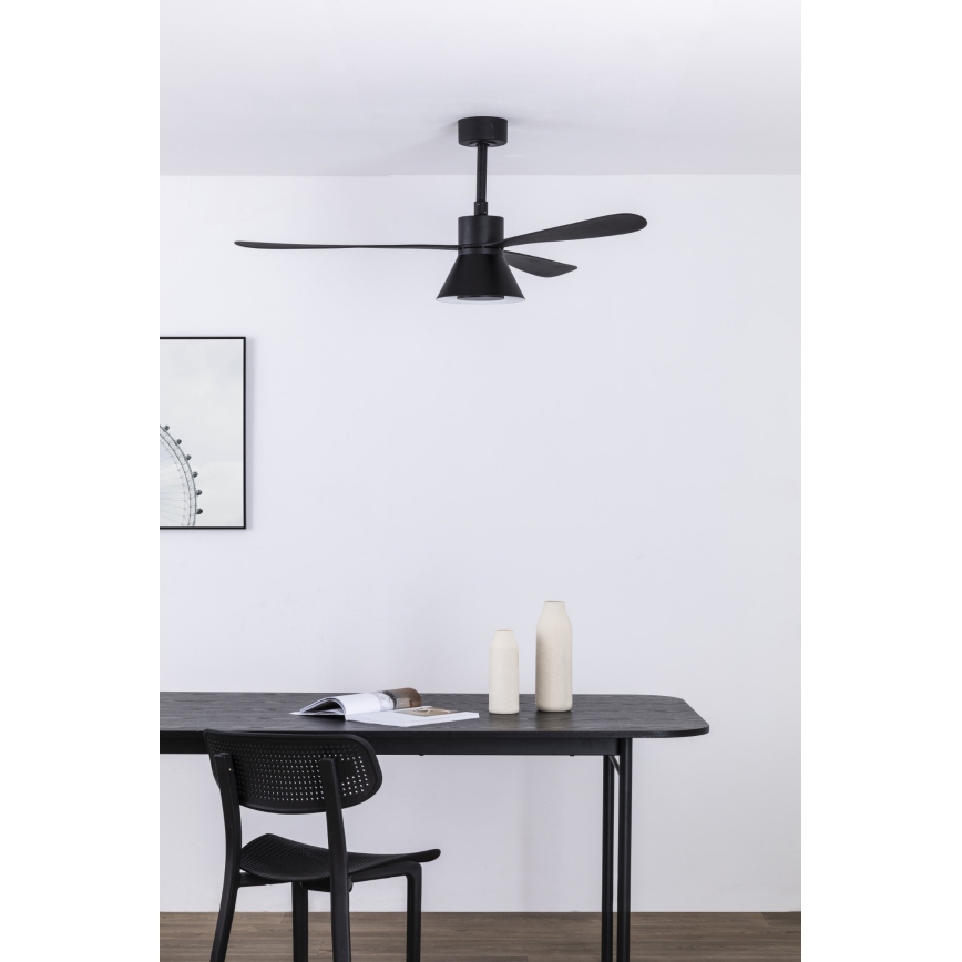 FARO 33761WT-23 - LED Dimeriziv вентилатор AMELIA L CONE LED/20W/230V 2700/3500/5000K crna pr. 132 cm Wi-Fi Tuya + daljinski upravljač