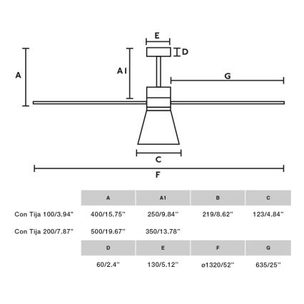 FARO 33762WT-24 - LED Zatemnitveni stropni ventilator AMELIA L CONE LED/20W/230V 2700/3500/5000K siva pr. 132 cm Wi-Fi Tuya + Daljinski upravljalnik