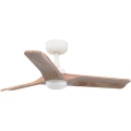 FARO 33805WT-1TW - LED zatemljiv stropni ventilator HEYWOOD S LED/10W/230V 2700/3000/4000K les/bela premer 90 cm Wi-Fi Tuya + daljinski upravljalnik