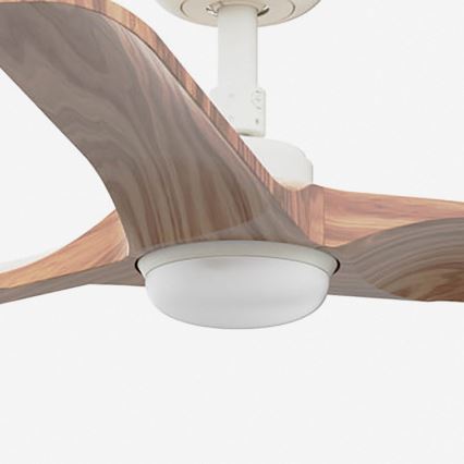 FARO 33805WT-1TW - LED zatemljiv stropni ventilator HEYWOOD S LED/10W/230V 2700/3000/4000K les/bela premer 90 cm Wi-Fi Tuya + daljinski upravljalnik