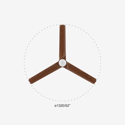 FARO 33809-1TW - zatemljiv LED ventilator HEYWOOD LED/10W/230V 2700/3000/4000K, premer 132 cm + daljinski upravljalnik