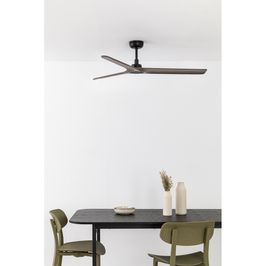 FARO 33809WT - Stropni ventilator HEYWOOD L les/črna pr. 132 cm Wi-Fi Tuya + Daljinski upravljalnik