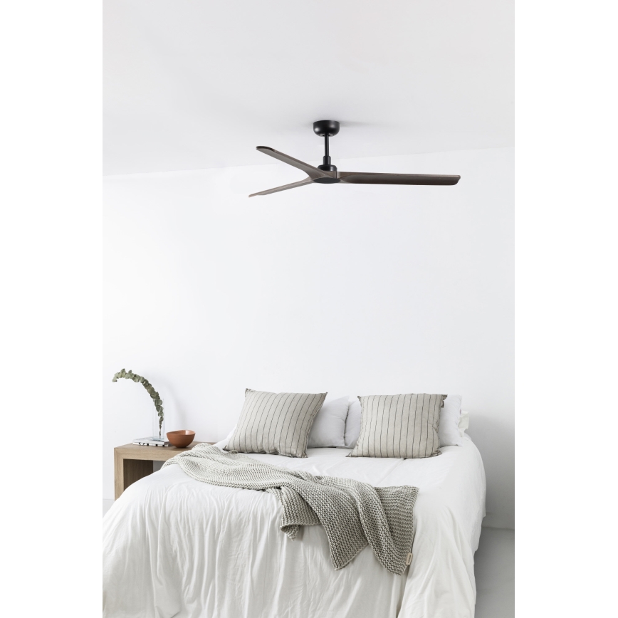 FARO 33809WT - Stropni ventilator HEYWOOD L les/črna pr. 132 cm Wi-Fi Tuya + Daljinski upravljalnik
