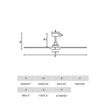 FARO 33809WT - Stropni ventilator HEYWOOD L les/črna premer 132 cm Wi-Fi Tuya + daljinski upravljalnik