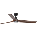 FARO 33809WT1S - LED zatemljiv stropni ventilator HEYWOOD L LED/10W/230V 2700/3000/4000K premer 132 cm les/črna Wi-Fi Tuya + daljinski upravljalnik