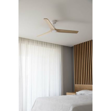 FARO 33810WT - Stropni ventilator HEYWOOD L les/bela pr. 132 cm Wi-Fi Tuya + Daljinski upravljalnik