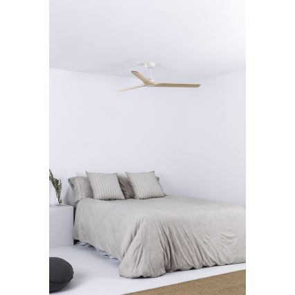 FARO 33810WT - Stropni ventilator HEYWOOD L les/bela pr. 132 cm Wi-Fi Tuya + Daljinski upravljalnik