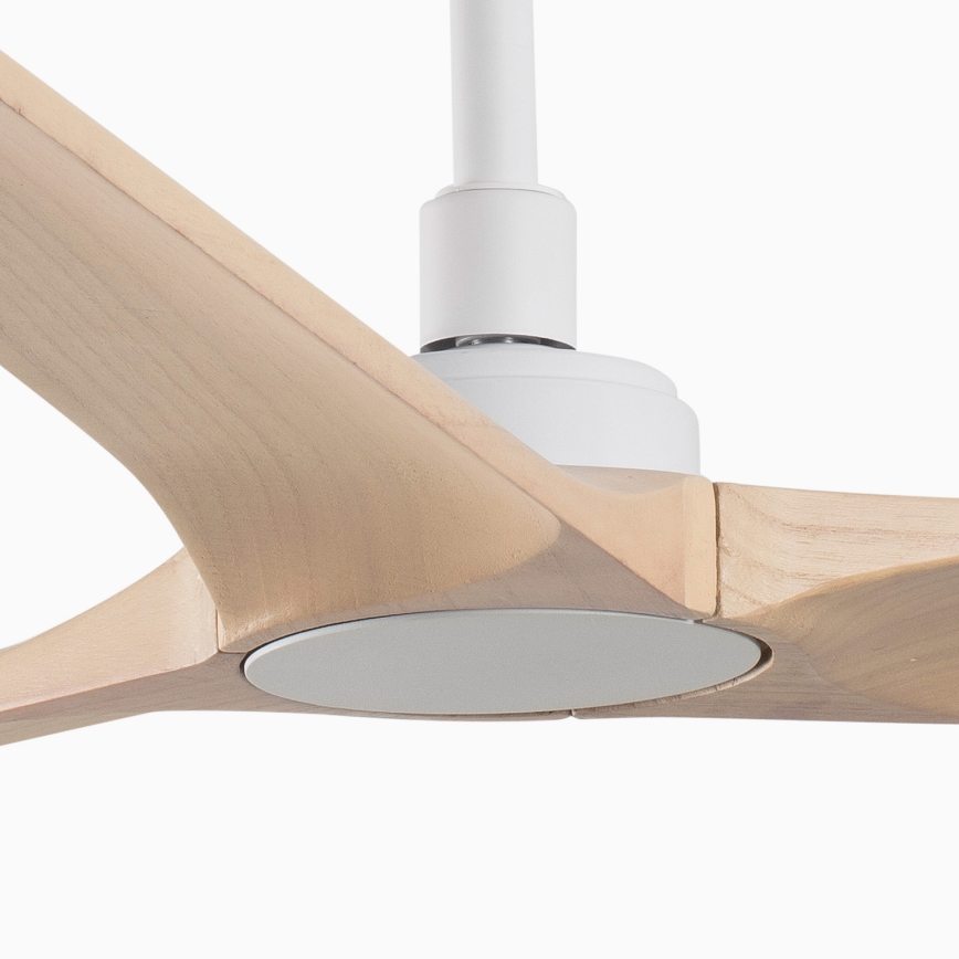 FARO 33810WT - Stropni ventilator HEYWOOD L les/bela pr. 132 cm Wi-Fi Tuya + Daljinski upravljalnik