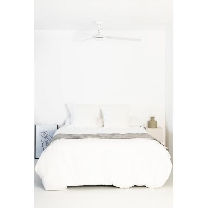 FARO 33814WT - Stropni ventilator PUNT M bela pr. 132 cm Wi-Fi Tuya + Daljinski upravljalnik