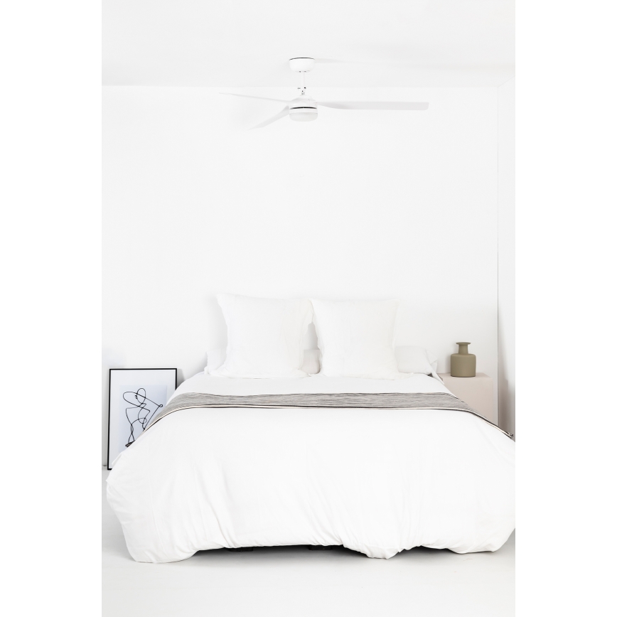FARO 33814WT1S - LED zatemljiv stropni ventilator PUNT M LED/18W/230V 2700/3000/4000K premer 132 cm bel Wi-Fi Tuya + daljinski upravljalnik
