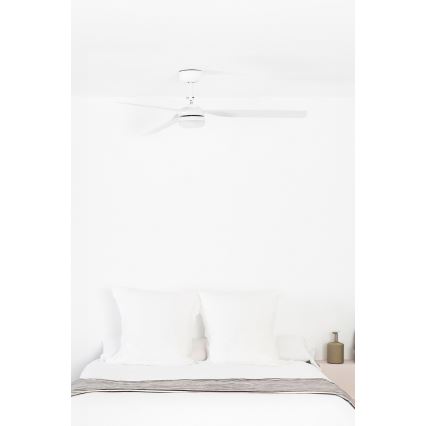FARO 33814WT1S - LED zatemljiv stropni ventilator PUNT M LED/18W/230V 2700/3000/4000K premer 132 cm bel Wi-Fi Tuya + daljinski upravljalnik