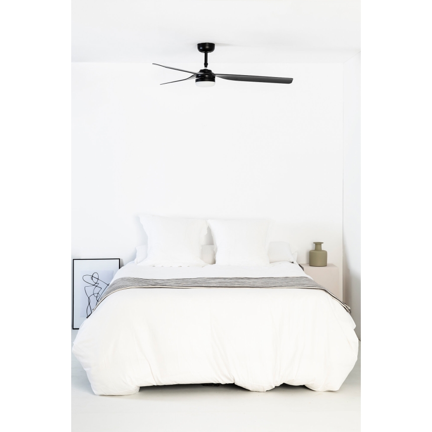 FARO 33815WT-21 - LED Zatemnitveni stropni ventilator PUNT M LED/18W/230V 3000/4200/6500K črna pr. 132 cm Wi-Fi Tuya + Daljinski upravljalnik
