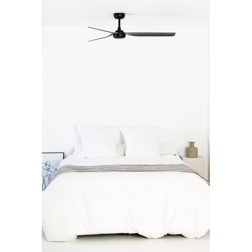 FARO 33815WT - Stropni ventilator PUNT M črna pr. 132 cm Wi-Fi Tuya + Daljinski upravljalnik