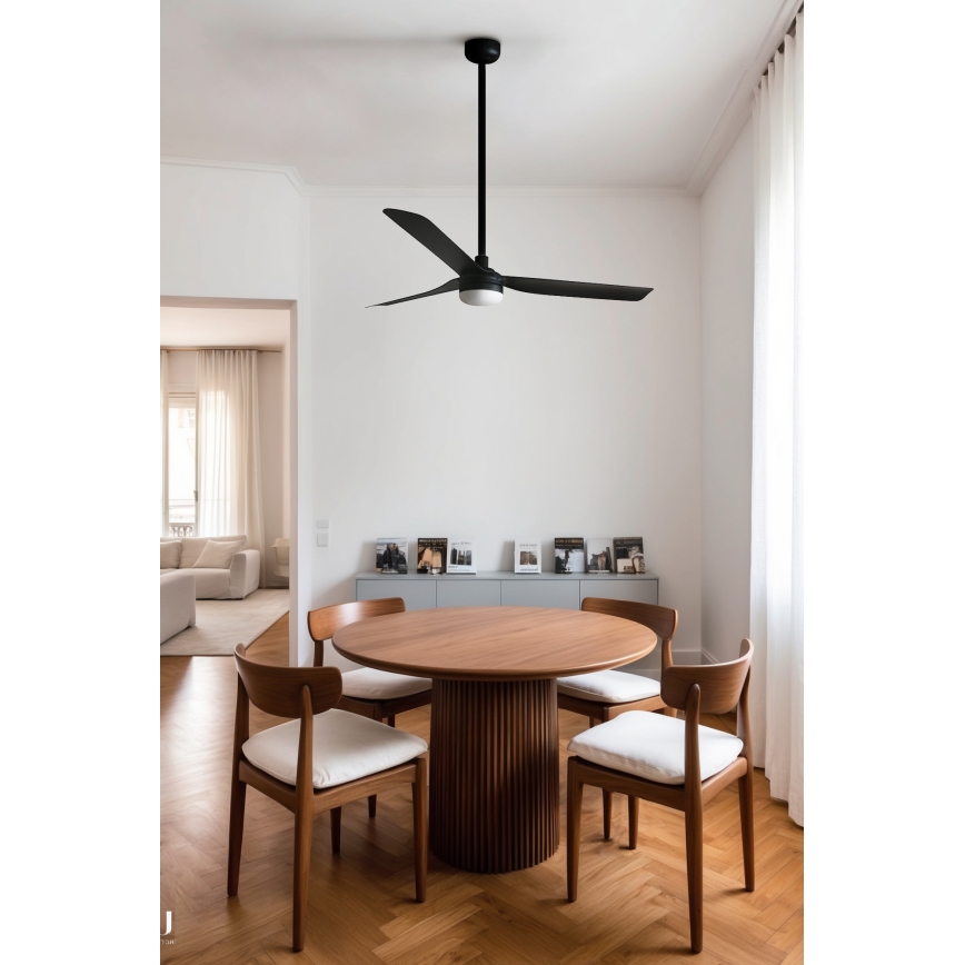 FARO 33815WT1S - LED zatemljiv stropni ventilator PUNT M LED/18W/230V 2700/3000/4000K premer 132 cm črna Wi-Fi Tuya + daljinski upravljalnik