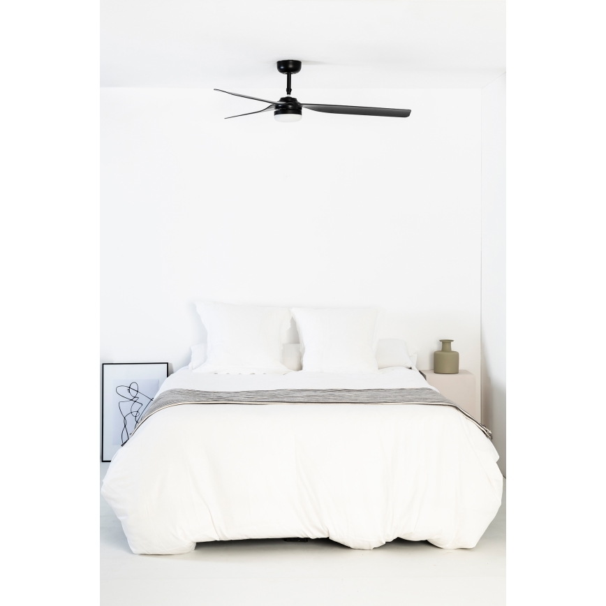 FARO 33815WT1S - LED zatemljiv stropni ventilator PUNT M LED/18W/230V 2700/3000/4000K premer 132 cm črna Wi-Fi Tuya + daljinski upravljalnik