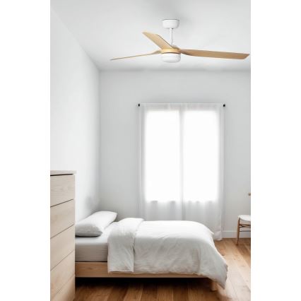 FARO 33816WT-20 - LED stropni ventilator s funkcijo zatemnitve PUNT M LED/18W/230V rjava/bela premer 132 cm Wi-Fi Tuya + daljinski upravljalnik