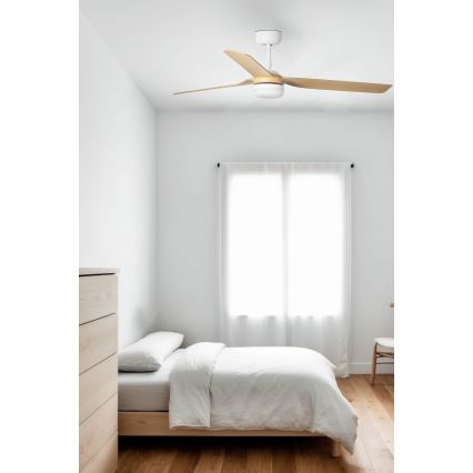 FARO 33816WT1S - LED zatemnljiv stropni ventilator PUNT M LED/18W/230V 2700/3000/4000K premer 132 cm bež/bela Wi-Fi Tuya + daljinski upravljalnik
