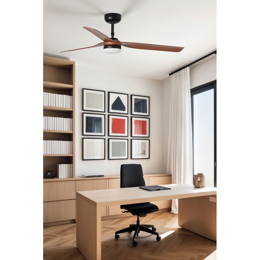 FARO 33817WT-21 - LED Zatemnitveni stropni ventilator PUNT M LED/18W/230V rjava/črna pr. 132 cm Wi-Fi Tuya + Daljinski upravljalnik