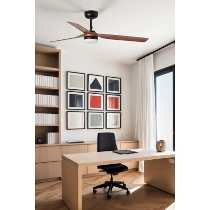 FARO 33817WT-21 - LED stropni ventilator z možnostjo zatemnitve PUNT M LED/18W/230V, rjava/črna, premer 132 cm, Wi-Fi Tuya + daljinski upravljalnik