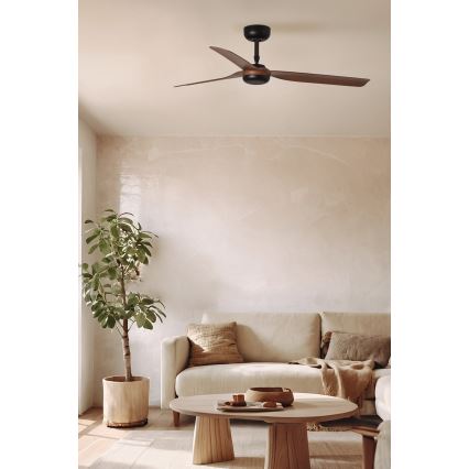 FARO 33817WT - Stropni ventilator PUNT M rjava/črna pr. 132 cm Wi-Fi Tuya + Daljinski upravljalnik
