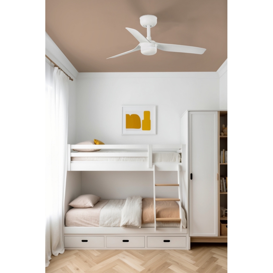 FARO 33820WT-1TW - zatemljiv LED stropni ventilator MINI PUNT S LED/10W/230V 2700/3000/4000K bel, premer 90 cm Wi-Fi Tuya + daljinski upravljalnik