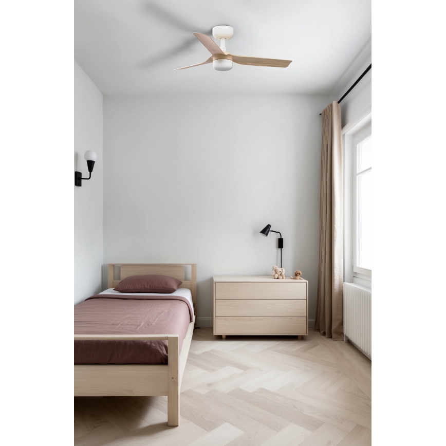 FARO 33821-1TW - LED Zatemnitveni stropni ventilator MINI PUNT S LED/10W 2700/4000/6000K les/bela pr. 90 cm + Daljinski upravljalnik