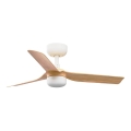 FARO 33821WT-1TW - LED Zatemnitveni stropni ventilator MINI PUNT S LED/10W/230V 2700/4000/6000K rjava/bela pr. 90 cm Wi-Fi Tuya + Daljinski upravljalnik