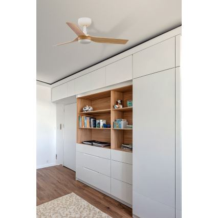 FARO 33821WT - Stropni ventilator MINI PUNT S rjava/bela pr. 90 cm Wi-Fi Tuya + Daljinski upravljalnik
