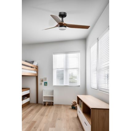 FARO 33823WT-1TW - LED Zatemnitveni stropni ventilator MINI PUNT S LED/10W/230V 2700/4000/6000K rjava/črna pr. 90 cm Wi-Fi Tuya + Daljinski upravljalnik