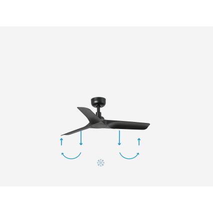 FARO 33825WP - Stropni ventilator HEY S črna pr. 90 cm SMART + Daljinski upravljalnik