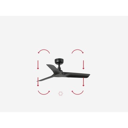 FARO 33825WP - Stropni ventilator HEY S črna pr. 90 cm SMART + Daljinski upravljalnik