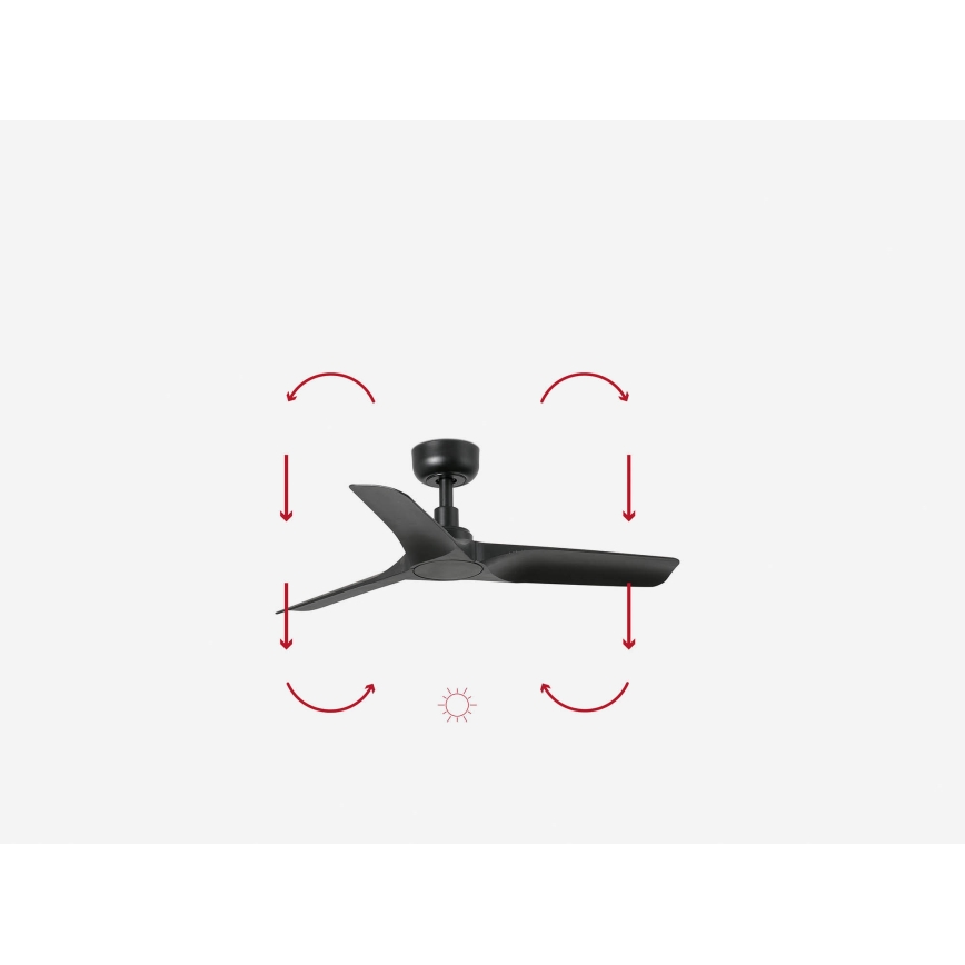 FARO 33825WP - Stropni ventilator HEY S črna pr. 90 cm SMART + Daljinski upravljalnik