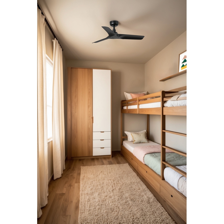 FARO 33825WT - Stropni ventilator HEY S črna pr. 90 cm Wi-Fi Tuya + Daljinski upravljalnik