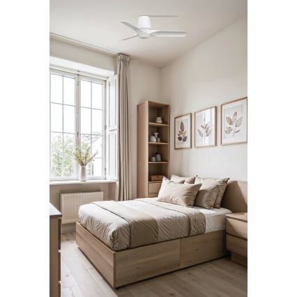 FARO 33826WT-1TW - LED zatemljiv stropni ventilator HEY TUB S LED/10W/230V 2700/3000/4000K, bela, premer 90 cm, Wi-Fi Tuya + daljinski upravljalnik