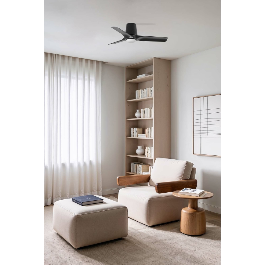 FARO 33827-1TW - LED Zatemnitveni stropni ventilator HEY TUB S LED/10W/230V 2700/4000/6000K črna pr. 90 cm + Daljinski upravljalnik