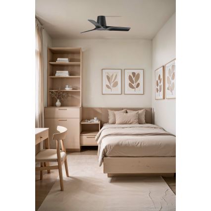 FARO 33827WT - Stropni ventilator HEY TUB S črna pr. 90 cm Wi-Fi Tuya + Daljinski upravljalnik