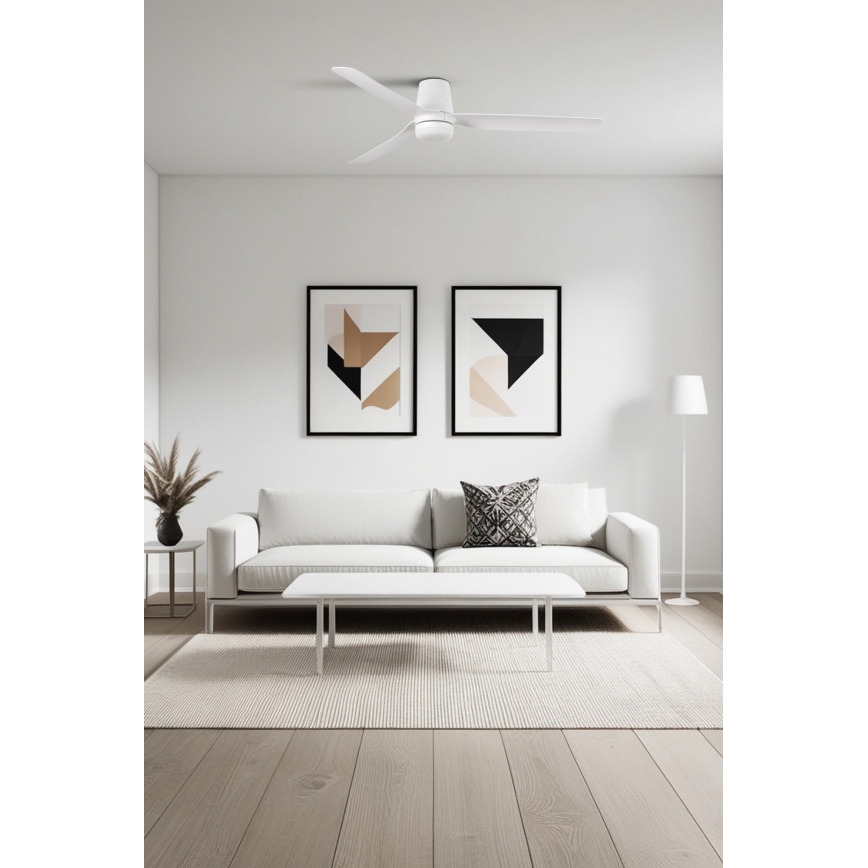 FARO 33828-1TW - Zatemljiv LED stropni ventilator PUNT TUB M LED/18W/230V 2700/3000/4000K premer 130 cm bela + daljinski upravljalnik
