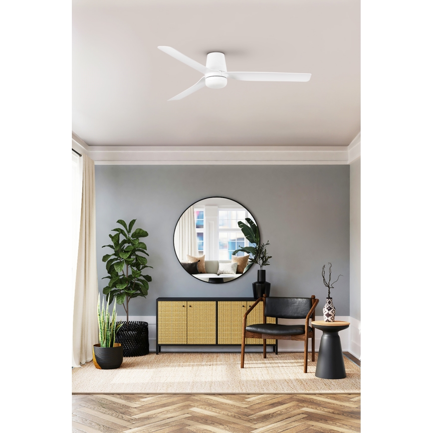FARO 33828WT1S - LED zatemnljiv stropni ventilator PUNT TUB M LED/18W/230V 2700/3000/4000K Ø 132 cm bela Wi-Fi Tuya + daljinski upravljalnik