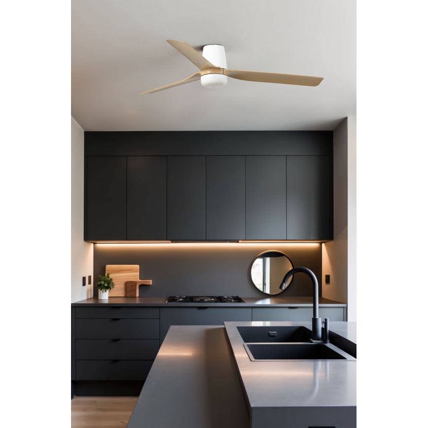 FARO 33829-1TW - LED Zatemnitveni stropni ventilator PUNT TUB M LED/18W/230V 3000/4200/6500K pr. 130 cm bela/brown+ Daljinski upravljalnik