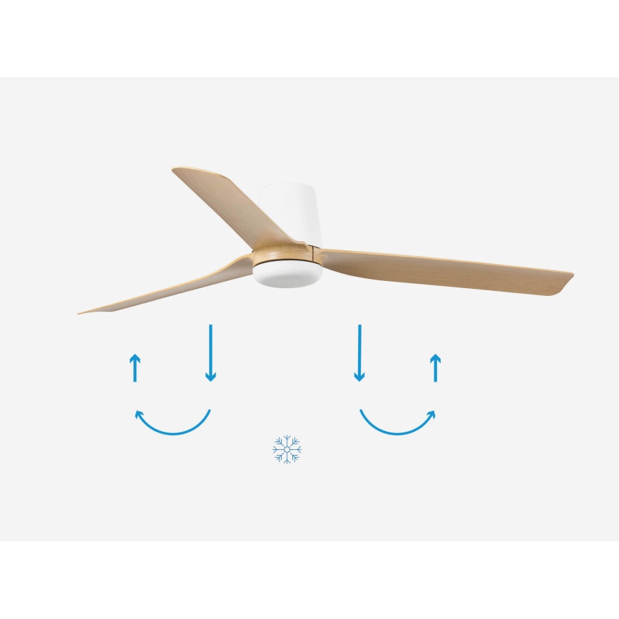 FARO 33829 - Stropni ventilator PUNT TUB M rjava/bela pr. 130 cm + Daljinski upravljalnik