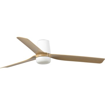FARO 33829WT-1TW - LED Zatemnitveni stropni ventilator PUNT TUB M LED/18W/230V 3000/4200/6500K rjava/bela pr. 132 cm Wi-Fi Tuya + Daljinski upravljalnik
