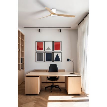 FARO 33829WT - Stropni ventilator PUNT TUB M rjava/bela pr. 132 cm Wi-Fi Tuya + Daljinski upravljalnik
