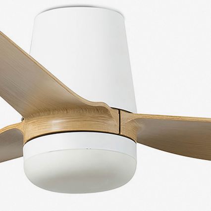 FARO 33829WT1S - LED zatemljiv stropni ventilator PUNT TUB M LED/18 W/230 V 2700/3000/4000 K, premer 132 cm, bež/bela, Wi-Fi Tuya + daljinski upravljalnik