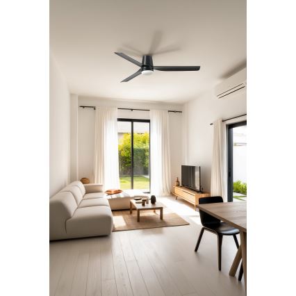 FARO 33830-1TW - LED Zatemnitveni stropni ventilator PUNT TUB M LED/18W/230V 3000/4200/6500K pr. 130 cm črna + Daljinski upravljalnik