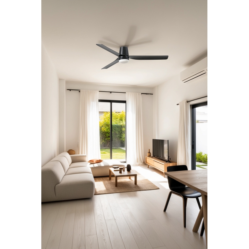 FARO 33830-1TW - LED Zatemnitveni stropni ventilator PUNT TUB M LED/18W/230V 3000/4200/6500K pr. 130 cm črna + Daljinski upravljalnik