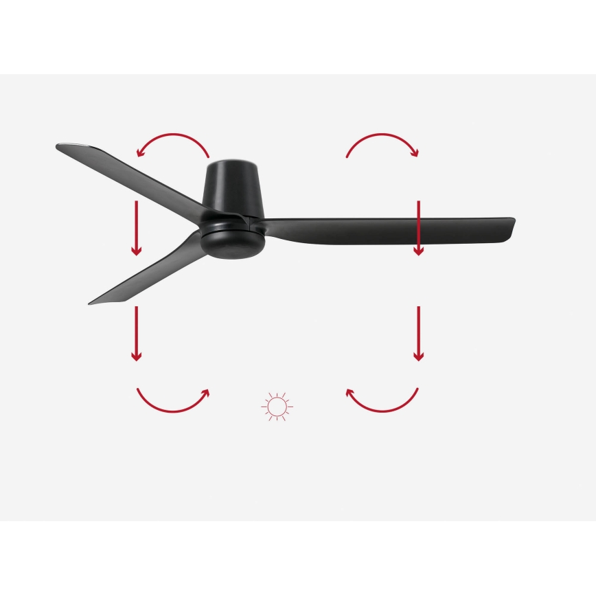 FARO 33830 - Stropni ventilator PUNT TUB M črna pr. 130 cm + Daljinski upravljalnik