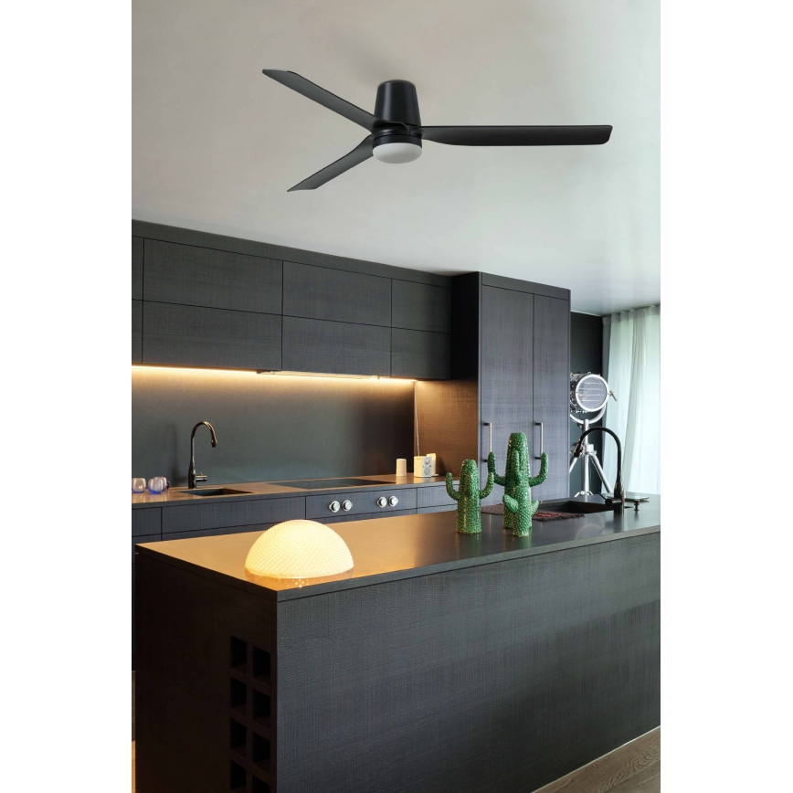 FARO 33830WT1S - LED zatemljiv stropni ventilator PUNT TUB M LED/18W/230V 2700/3000/4000K premer 132 cm črna Wi-Fi Tuya + daljinski upravljalnik
